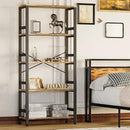 IRONCK Bookshelves and Bookcases, 31.5in Wide Shelf 5-Tier Ladder Shelf 110lbs/shelf Vintage Industrial Style Bookcase for Bedroom Living Room Home, Rustics Brown by CozyNest Decor