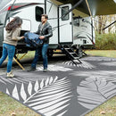 GENIMO Outdoor Rug 10' x 20' Waterproof for Patios Clearance, Reversible Outdoor Plastic Straw Camping Rug Carpet, Large Area Rugs Mats for RV, Camper, Deck, Balcony, Porch, Beach, Picnic, Grey&White by CozyNest Decor