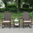 Outdoor Rocking Chair 3 Pieces High-Backed Rocking Chair Outdoor Patio Rocking Chairs Outdoor Table, Khaki by GreenHaven Gardens
