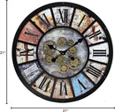 Unique Moving Gear Extra Large Wall Clock 21"-Battery Powered. Retro Industrial Steampunk Country Farmhouse Decor for Living Room, Kitchen,Bars, Restaurants, cafes, Offices(Black- 21")