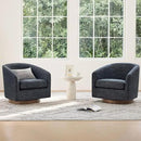 CHITA Swivel Accent Chair, FSC Certified Upholstered Fabric Barrel Chair for Living Room, Fully Assembled, Midnight by CozyNest Decor