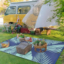 GENIMO Outdoor Rug 5' x 8' Waterproof for Patios Clearance, Reversible Outdoor Plastic Straw Camping Rug Carpet, Large Area Rugs Mats for RV, Camper, Deck, Balcony, Porch, Beach, Royal Blue&Blue Green by CozyNest Decor