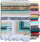 Del Mex Classic Mexican Blanket, Large Authentic Woven Falsa Throw (70"x50"), Artisan Southwest Décor for Beach, Yoga, Outdoors (Mint/Tan) by CozyNest Decor