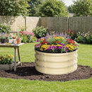 ZXZYHFTY Round Galvanized Raised Garden Bed kit,White Outdoor Garden Raised Planter Box, Round Large Metal Raised Garden Beds for Vegetable 2 * 2 * 1ft 3 Pcs by GreenHaven Gardens