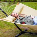 SUNCREAT Hammocks for Outside with Stand Included, Double Hammock with Curved Spreader Bar, Carrying Bag, Beige by GreenHaven Gardens