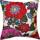 Floral Pillow Cover Handembroidered Wool 18x18 (Retro Floral Pillow Cover) by CozyNest Decor