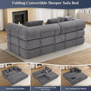 Convertible Sleeper Sofa Bed with Pillow, 4-in-1 Corduroy Folding Mattress Couch with Fixed-Shape Frame, Futon Fold Out Floor Sofa Cama Lounge Couch for Living Room Bedroom Studio, Grey by CozyNest Decor