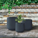 Kante 15.3"+11.6"+8.2" Dia Round Concrete Planter, Large Outdoor Indoor Planter Pots Containers with Drainage Holes and Rubber Plug for Home Garden Patio, Charcoal by GreenHaven Gardens