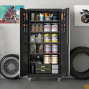 Garage Storage Cabinet with Wheels & Pegboard, 71" H×34" W×18" D Locking Metal Storage Cabinet with 2 Doors and 5 Adjustable Shelves for Garage Workshop Home, Black, Assembly Required by GreenHaven Gardens
