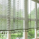 Sutuo Home Olive Green Boho Valance Curtains Crochet Lace Sheer Bohemian Hollow Knitted with Tassels, Privacy Vintage French Retro Farmhouse Tier for Kitchen Bedroom, Rod Pocket 1 Panel 59" W x 24" L by CozyNest Decor
