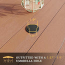 VICLLAX Patio Dining Set for 8, 9 Pieces Outdoor Furniture Set Includes 56.3" Round Patio Table and 8 Patio Stackable Chairs, Outdoor Table and Chairs for Outsides, Walnut Tabletop and Brown Fabric by GreenHaven Gardens
