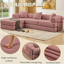 107" Oversized Convertible Sleeper Sofa Bed, Corduroy L Shape Sectional Couch, Folding Sofa Bed with Side Pocket, Modern Cloud Floor Mattress Couch, Modular Sofa for Living Room, Pink by CozyNest Decor