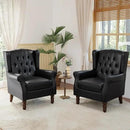 High Back Accent Chairs Set of 2,Upholstered Faux Leather Wingback Armchairs with Solid Wood Legs for Small Spaces,Comfy Single Sofa Chairs for Living Room,Bedroom-Carbon Black by CozyNest Decor