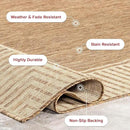 nuLOOM 2x8 Outdoor/Indoor Asha Area Rug, Light Brown, Casual Design With Striped Border, Stain Resistant, Highly Durable, For Patio, Balcony, Bedroom, Living Room, Dining Room, Bathroom by CozyNest Decor