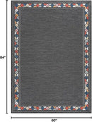 Beverly Rug Outdoor Rug 5x7 Modern Bordered Area Rugs for Indoor and Outdoor Patio Easy to Clean Non Shedding Living Room Porch Garden Washable Outside Carpet (5 x 7 Dark Gray) by CozyNest Decor