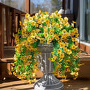 INSPRING Artificial Flowers Fall Faux Outdoor Outside Plants, 2 PCS Fake Silk UV Resistant Look Real Yellow Daisy Trailing Vines for Front Door Porch Planter Urn Patio Balcony Decoration by CozyNest Decor