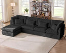 Oversized Modular Sofa, Extra Deep Cloud Corduroy Sectional Couch with Ottoman Chaise, Fluffy Corduroy 5 Seater Sofa Bed for Living Room, Villa (L Shape 5 Seater, Corduroy Black) by CozyNest Decor