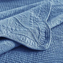 MarCielo 3-Piece 100% Cotton Oversized Bedspread Lightweight Quilt Coverlet Embroidery Farmhouse Bedding Set (TG Midtone Blue, Oversized Queen (100"x106")) by CozyNest Decor