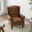 Accent Chair, Upholstered Armchair with Button Tufted High Back & Solid Wood Legs, Comfy Wingback Reading Single Sofa Chair for Small Spaces, Living Room, Bedroom (Leather Brown, Set of 1) by CozyNest Decor