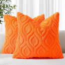 decorUhome Fall Throw Pillow Covers 26x26 Inch Set of 2, Soft Plush Decorative Faux Fur Orange Solid Couch Pillow Covers, Accent Farmhouse Neutral Square Euro Pillow Cases for Sofa Bed Living Room by CozyNest Decor