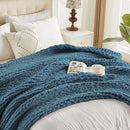 Carriediosa Chunky Knit Throw Blanket 50" X 60", 100% Hand Made Large Chenille Loop Yarn Soft Fluffy Throws for Couch Sofa Bed, Big Crochet Cozy Heavy Thick Cable Woven Blankets, Lyons Blue by CozyNest Decor