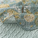 NEWLAKE Cotton Bedspread Quilt Sets-Reversible Patchwork Coverlet Set, Green Floral Pattern, King Size by CozyNest Decor