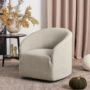 KINWELL 32" Wide Modern Boucle Swivel Barrel Chair, No Assembly Round Upholstered Swivel Accent Armchair for Living Room, Bedroom, Office (Oatmeal) by CozyNest Decor