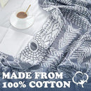 jinchan Boho 100% Cotton Muslin Blanket 3-Layer Queen Size 80x90 Inches Geometric Blue Lightweight Reversible Soft Cozy Comfy Throw for Couch Sofa Bed Coverlet Quilt Large Blanket Bedroom All Seasons by CozyNest Decor