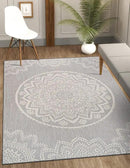 CAMILSON Outdoor Rug 8x10 Modern Area Rugs for Indoor and Outdoor Patios and Porches - Waterproof, Washable, Non-Shedding, Easy-to-Clean Outside Carpet (8 x 10, Medallion - Grey/White) by CozyNest Decor