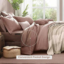 Monbix Queen Comforter Set - 7 Pieces Dusty Pink Cationic Dyeing Bed in a Bag Queen Bedding Sets with Sheets, Pillowcases & Shams, Reversible Bedding Comforters by CozyNest Decor