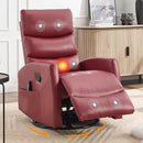 Manual Swivel Rocker Recliner Chair for Adults, Overstuffed Reclining Glider Chair for Nursing with Vibration Massage & Heat, Living Room Rocking Recliner 3-Stage backrest, Faux Leather Red by CozyNest Decor