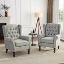 UIXE High Back Accent Chairs Set of 2, Upholstered Armchair in Fabric, Retro Wingback Arm Chair for Living Room, Comfy Single Sofa Bedroom Reading Seat with Solid Wood Legs - Light Gray by CozyNest Decor