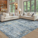 Area Rug 5x7 Living Room Rugs: Abstract Large Washable Rugs with Non-Slip Backing, Thin Carpet for Dining Room Table Bedroom Nursery Indoor Home Office-Blue/Brown by TinyTreasures Baby Boutique