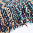 Boho Throw Blanket - Bohemian Fringe Tassels， for Bed Couch Soft ChairBlanket Double Sided (50"x70") (Blue) by CozyNest Decor
