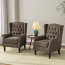 Accent Chair, Upholstered Armchair with Button Tufted High Back & Solid Wood Legs, Comfy Wingback Reading Single Sofa Chair for Small Spaces, Living Room, Bedroom (Taupe, Set of 2) by CozyNest Decor
