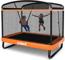 GYMAX Trampoline for Kids, 6FT Toddler Trampoline with Swing & Enclosure Safety Net, ASTM Approved Rectangle Recreational Trampoline for Indoor/Outdoor, Birthday for Baby Boys & Girls by TinyTreasures Baby Boutique