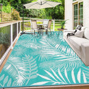 Outdoor Rug 8'x10' Waterproof for Patios Clearance, Reversible Outdoor Plastic Straw Rug Camping Carpet, Outside Floor Mats Large Area Rugs for RV,Patio,Deck,Porch, Beach,Balcony,Teal&White by GreenHaven Gardens