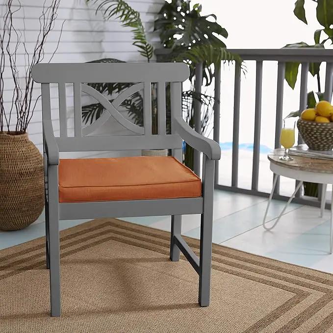 Sorra Home Sunbrella Bristol Square Chair Cushion (Set of 2) - Fade & Water Resistant, Outdoor & Indoor Patio Seat Cushion with Plush Foam - Canvas Rust (19" x 19" x 2.5"), photo 2 of 4