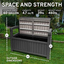 EconoHome 2 Seat Outdoor Storage Bench with Rain Cover - 60 Gallon Capacity - Weatherproof Resin Bench for Patio, Porch, Garden, Yard, Pool Area - Furniture for Pool Accessories, Gardening Tools by CozyNest Decor