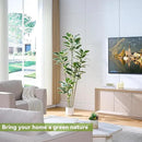 Artificial Rubber Plant 6FT Faux Plants Indoor Fake Rubber Tree with White Planter, Tall Fake Plants Potted Tree Floor Plant in Pot, Artificial Trees for Home Office Room Outdoor Decor by CozyNest Decor