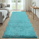 2x6 Runner Rug for Bedroom: Fluffy Shag Soft Washable Rugs Small Fuzzy Plush Indoor Carpet for Hallway Bedside Dorm Kids Girls Boys Room (Teal Blue, 2'x6') by TinyTreasures Baby Boutique