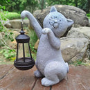 Cat Solar Garden Statues,Resin Cat Figurine Decorations with Solar Lights Lantern, Outdoor Figurines Lawn Cats Statue Decor Art for Lawn,Yard, Balcony Ornament,Gift for Garden Home Mom. by GreenHaven Gardens