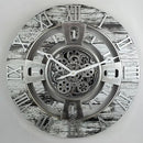 The Gears Clock 24'' Inch Real Moving Gear Wall Clock England Line (Grey & White, 24 inches (60 cm)) by CozyNest Decor