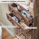Farmhouse Bathroom Cabinet, 72" Tall Storage Cabinet with 2 Drawers, Adjustable Shelves & Barn Door, Cabinets for Bathroom, Living Room, Kitchen, Rustic Brown by CozyNest Decor