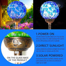 Garden Solar Lights, Decorative LED Honeycomb Glass Ball Garden Stake, Glass and Metal Outdoor Decoration, 4 x 31 Inch (Dark Blue) by CozyNest Decor