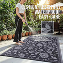 OLANLY Waterproof Outdoor Rug 5x8 ft, Outdoor Plastic Straw Rug with Flower Pattern, Reversible RV Mat for Patio, Camping, Balcony, Deck, Backyard, Black & Grey by CozyNest Decor