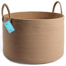 OrganiHaus Large Laundry Basket, Woven Cotton Rope Basket for Blankets, Toy Storage, Nursery Hamper, Living Room Decor Organizer, Soft & Durable Hamper with Handles, 20x13 inches - Honey by TinyTreasures Baby Boutique