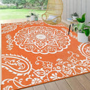 Pauwer Waterproof Outdoor Rug 6x9, Reversible Plastic Straw Patio Camping Rug, Indoor Outdoor RV Mat Carpet for Deck, Camper, Porch, Balcony, Backyard, Picnic, Boho Orange by GreenHaven Gardens
