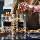 Set of 2 Large Glass Canisters for Kitchen Counter with Airtight Bamboo Lids + Marker & Labels - Cookie Jars with Wooden Lid, Food Storage Containers for Pantry, Flour Pasta Candy Coffee Pods - 68oz. by CozyNest Decor