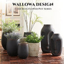 15.5" H Outdoor Concrete Planter, Round Flower Pot with Drainage Hole and Silicone Plug, Plant Container for Garden, Patio, Home, Office, Black, Copper Rim, 1 Pack by GreenHaven Gardens